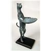 Image 3 : A PATINATED METAL SCULPTURE OF A CAT