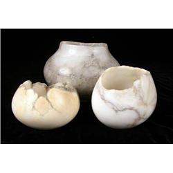 A GROUP OF THREE ALABASTER BOWLS