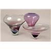 Image 1 : THREE AMETHYST AND COLORLESS ART GLASS VASES