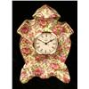 Image 1 : A FLORAL-DECORATED PARCEL-GILT DECORATED PORCELAIN SHAPED MANTLE CLOCK