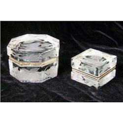 TWO GILT METAL MOUNTED ETCHED GLASS BOXES