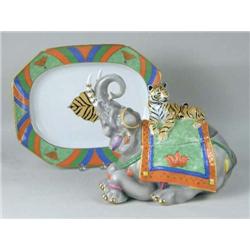 A POLYCHROME DECORATED ELEPHANT-FORM SOUP TUREEN