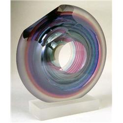 AN AMETHYST AND FROSTED GLASS ART GLASS SCULPTURE
