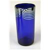 Image 2 : A GROUP OF THREE COBALT IRIDESCENT ART GLASS VASES