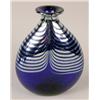 Image 3 : A GROUP OF THREE COBALT IRIDESCENT ART GLASS VASES