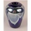 Image 4 : A GROUP OF THREE COBALT IRIDESCENT ART GLASS VASES