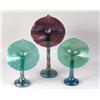 Image 1 : THREE IRIDESCENT ART GLASS JACK-IN-THE-PULPIT VASES