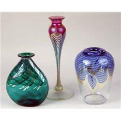 THREE ART GLASS VASES