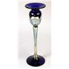 Image 3 : TWO IRIDESCENT COBALT GLASS CANDLESTICKS