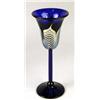 Image 4 : TWO IRIDESCENT COBALT GLASS CANDLESTICKS