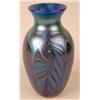 Image 3 : THREE IRIDESCENT BLUE ART GLASS URN-FORM VASES