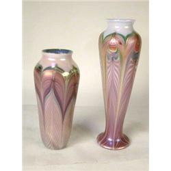 TWO ART GLASS LILAC VASES