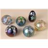 Image 1 : A GROUP OF SIX IRIDESCENT GLASS PAPERWEIGHTS
