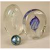 Image 1 : A GROUP OF TWO COLORLESS AND IRIDESCENT GLASS TEARDROP-FORM PAPERWEIGHTS