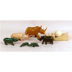 A GROUP OF ASSORTED RHINOCEROS FIGURINES