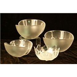 A GROUP OF FOUR FROSTED TO CLEAR  BOWLS