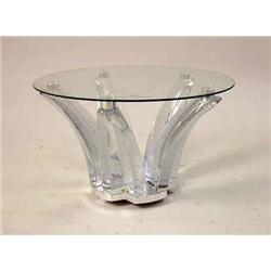 A MACHINED ALUMINUM AND MOLDED GLASS BACCARAT LOW TABLE