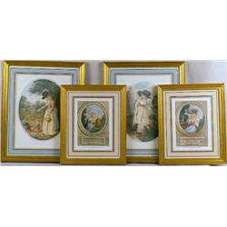 FOUR POLYCHROME-DECORATED PRINTS