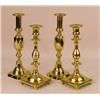 Image 1 : TWO PAIRS OF BRASS CANDLESTICKS