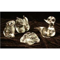 FOUR COLORLESS GLASS ANGEL-FORM TABLE ARTICLES