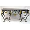 Image 1 : A BAROQUE STYLE BRASS-MOUNTED STEEL AND MARBLE VENEERED TOP SERPENTINE-FRONT CONSOLE