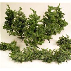 A GROUP OF FIVE DECORATIVE ARTIFICIAL TREES