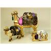Image 1 : A GROUP OF THREE PAPER MACHE GILT AND JEWEL DECORATED CAMELS