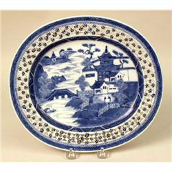 A CANTON PORCELAIN OVAL UNDERPLATE