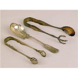 AN AMERICAN COIN SILVER SUGAR TONGS