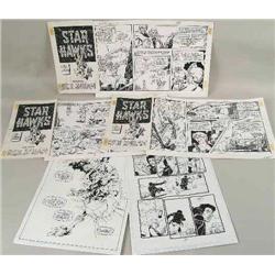 A MISCELLANEOUS GROUP OF BLACK AND WHITE COMIC BOOK ORIGINAL DRAWINGS