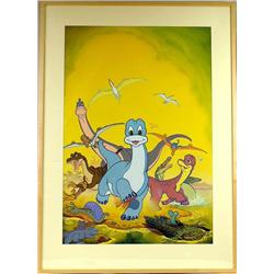 A FRAMED POLYCHROME GOUACHE ON BOARD