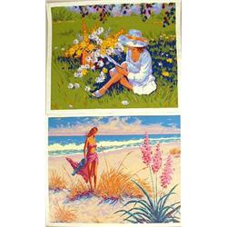 TWO UNFRAMED POLYCHROME PRINTS