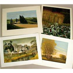 A MISCELLANEOUS GROUP OF FOUR UNFRAMED POLYCHROME PRINTS