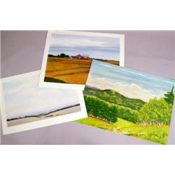 A GROUP OF THREE UNFRAMED POLYCHROME PRINTS