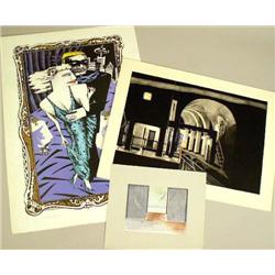 THREE UNFRAMED POLYCHROME PRINTS