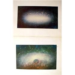 TWO UNFRAMED POLYCHROME ABSTRACT PRINTS