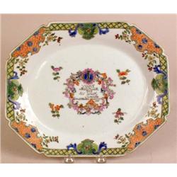 A POLYCHROME FLORAL-DECORATED PORCELAIN OCTAGONAL PLATTER