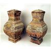 Image 1 : A PAIR OF BALUSTER-FORM POLYCHROME-DECORATED POTTERY COVERED JARS