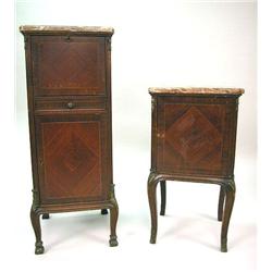 TWO LOUIS XV STYLE MARBLE TOP CABINETS
