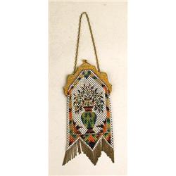 A MANDALIAN MFG CO. POLYCHROME HANDLED MESH PURSE: