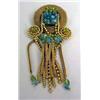 Image 2 : A PIERRE LORION, PARIS SYLVIA KARELS ART JEWELRY GOLD METAL APATITE AND PERIDOT BROOCH PENDANT
