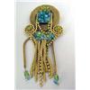 Image 3 : A PIERRE LORION, PARIS SYLVIA KARELS ART JEWELRY GOLD METAL APATITE AND PERIDOT BROOCH PENDANT