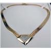 Image 1 : A 14K YELLOW GOLD AND DIAMOND CENTER PLAQUE NECKLACE