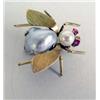 Image 1 : A 14K YELLOW GOLD PEARL AND RUBY BEE FORM BROOCH