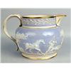 Image 2 : A LAVENDAR AND CREAM DECORATED PARCEL GILT HUNTING SCENE EMBOSSED CERAMIC PITCHER