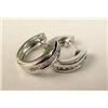 Image 1 : A PAIR OF 18K WHITE GOLD AND DIAMOND HOOP EARRINGS