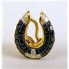 Image 2 : A PAIR OF 18K YELLOW GOLD CARVED SAPPHIRE AND DIAMOND HORSE-SHOE FORM EARRINGS
