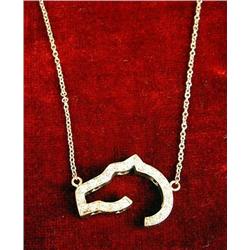 A 14K WHITE GOLD AND DIAMOND HORSE-HEAD NECKLACE