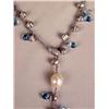 Image 2 : AN 18K WHITE GOLD PEARL AND AQUAMARINE BRIOLET CUT LARIAT WITH DIAMOND CLASP