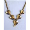 Image 2 : A 14K YELLOW GOLD SAPPHIRE AND PEARL LEAF-MOTIF TWISTED ROPE NECKLACE